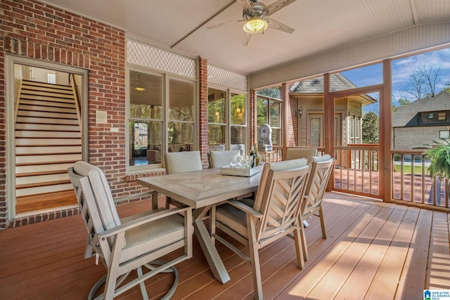 386 N Lake Rd, Birmingham, AL 35242 - sunroom / solarium with a ceiling fan and outdoor dining space