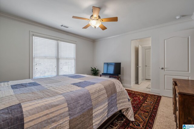 386 N Lake Rd, Birmingham, AL 35242 - bedroom with ornamental molding, ceiling fan, and baseboards