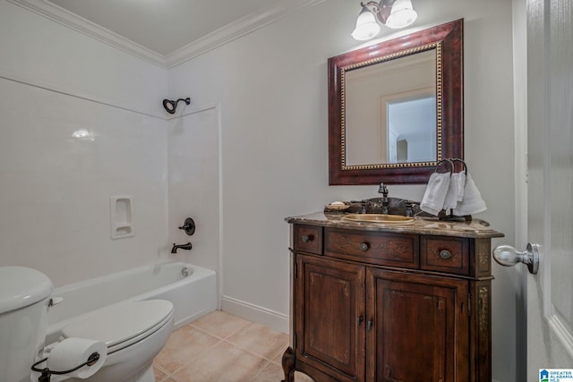 386 N Lake Rd, Birmingham, AL 35242 - full bath with toilet, vanity, tile patterned flooring,  shower combination, and crown molding