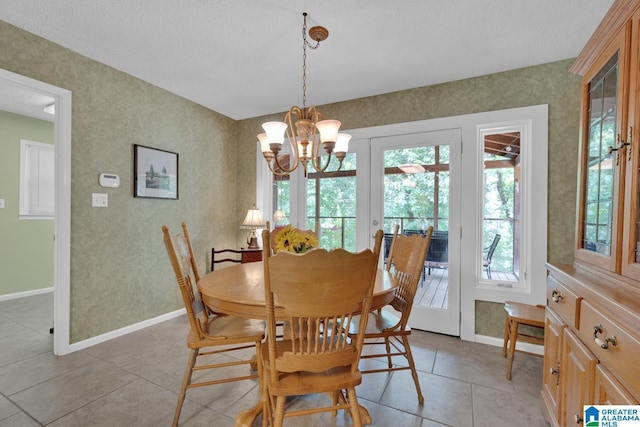 3258 Tyrol Ln, Vestavia Hills, AL 35216 - dining area with baseboards, light tile patterned flooring, and a chandelier