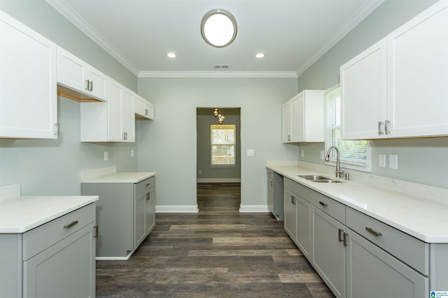 906 6th Ave W, Birmingham, AL 35204 - kitchen with a sink, plenty of natural light, ornamental molding, dark wood-type flooring, and baseboards
