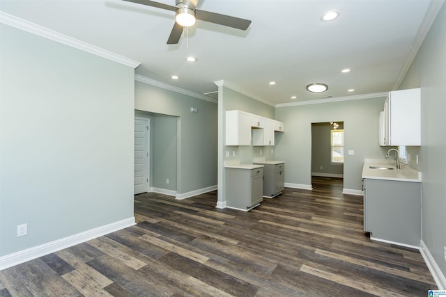 906 6th Ave W, Birmingham, AL 35204 - kitchen featuring a sink, recessed lighting, baseboards, a ceiling fan, and crown molding