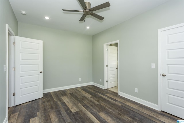 906 6th Ave W, Birmingham, AL 35204 - unfurnished bedroom featuring dark wood-style floors, recessed lighting, and baseboards