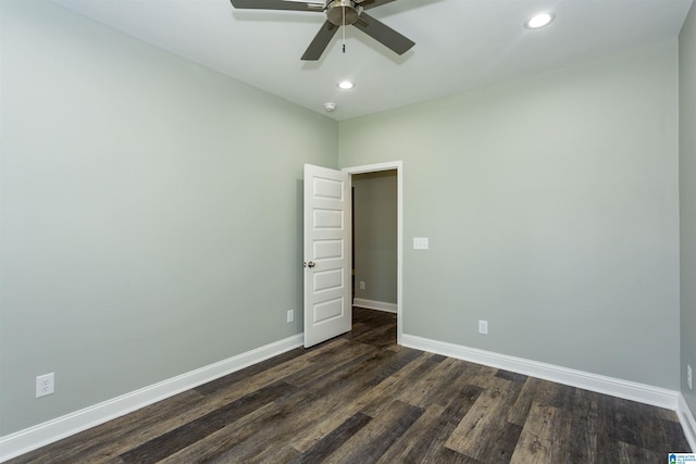 906 6th Ave W, Birmingham, AL 35204 - unfurnished room featuring ceiling fan, dark wood-type flooring, baseboards, and recessed lighting