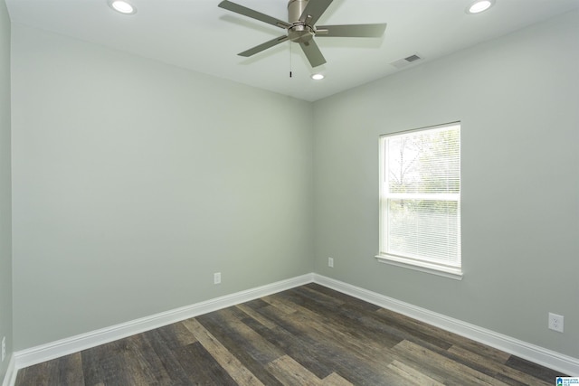 906 6th Ave W, Birmingham, AL 35204 - empty room featuring recessed lighting, baseboards, dark wood-type flooring, and ceiling fan