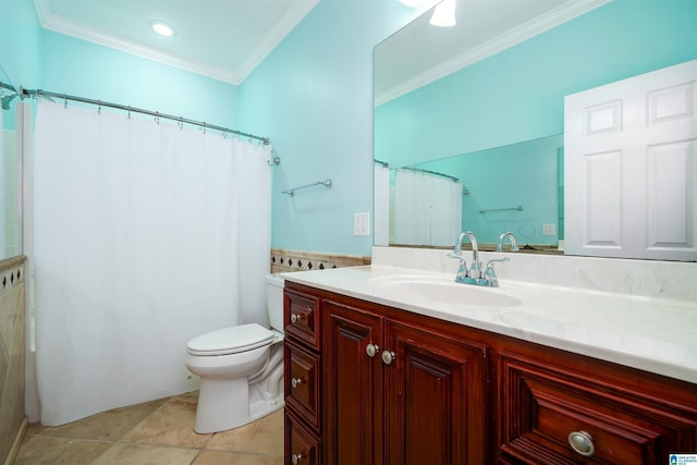 101 Mill Rd, Springville, AL 35146 - full bath with ornamental molding, vanity, tile patterned floors, and a shower with curtain