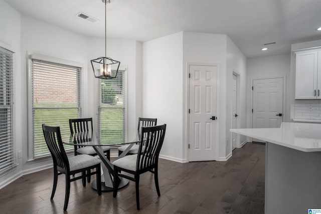 429 Eaton Rd, Hoover, AL 35242 - dining room featuring baseboards, dark wood-style floors, a chandelier, and recessed lighting