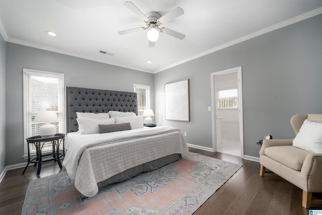 429 Eaton Rd, Hoover, AL 35242 - bedroom with baseboards, multiple windows, ornamental molding, wood finished floors, and recessed lighting