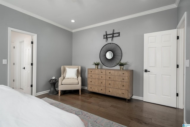 429 Eaton Rd, Hoover, AL 35242 - bedroom with dark wood finished floors, crown molding, recessed lighting, and baseboards