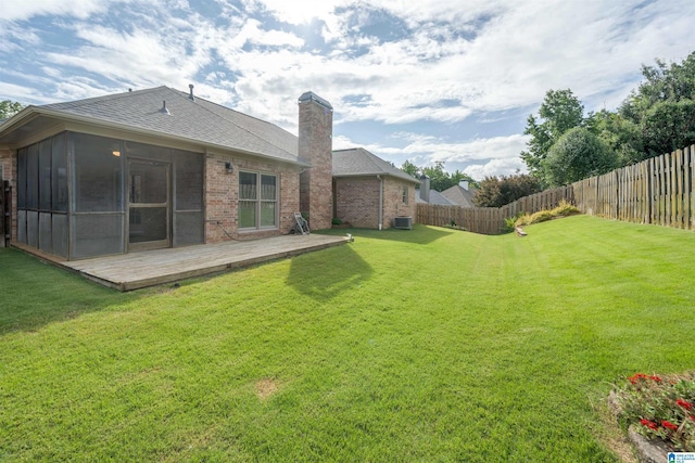 429 Eaton Rd, Hoover, AL 35242 - view of yard featuring a wooden deck and a sunroom