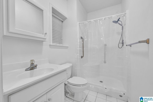 4728 Red Leaf Cir, Hoover, AL 35226 - full bath featuring vanity, toilet, a shower with shower curtain, and tile patterned floors