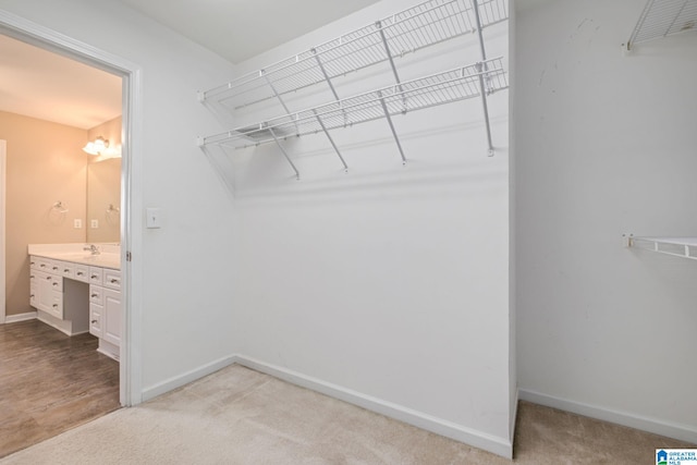 538 Forest Lakes Dr, Sterrett, AL 35147 - walk in closet featuring light colored carpet and a sink