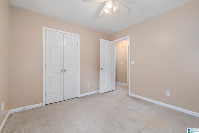 538 Forest Lakes Dr, Sterrett, AL 35147 - unfurnished bedroom with carpet floors, baseboards, a closet, and a ceiling fan