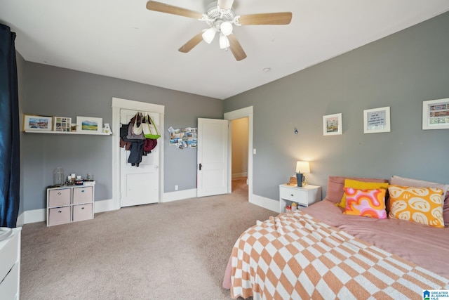 1710 Cullom St S, Birmingham, AL 35205 - carpeted bedroom featuring baseboards, ceiling fan, and a closet