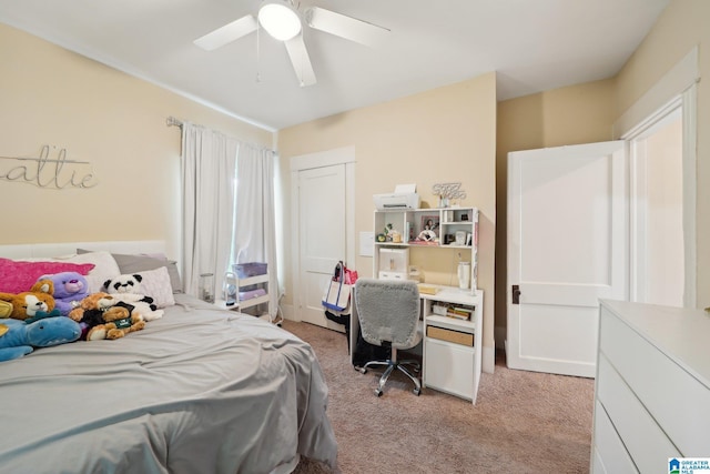 1710 Cullom St S, Birmingham, AL 35205 - bedroom with light colored carpet, a closet, and a ceiling fan