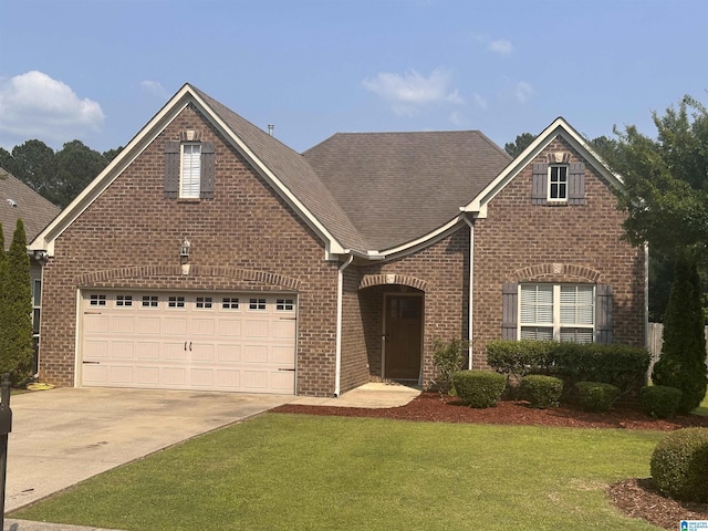 100 Weeping Cir, Wilsonville, AL 35186 - traditional home featuring driveway, a front yard, brick siding, a garage, and roof with shingles
