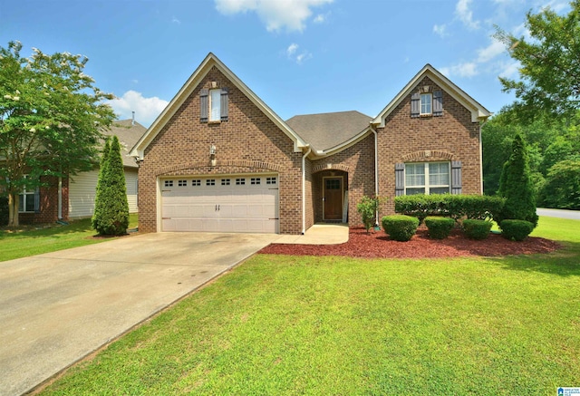 100 Weeping Cir, Wilsonville, AL 35186 - traditional-style house with brick siding, concrete driveway, a front yard, and an attached garage