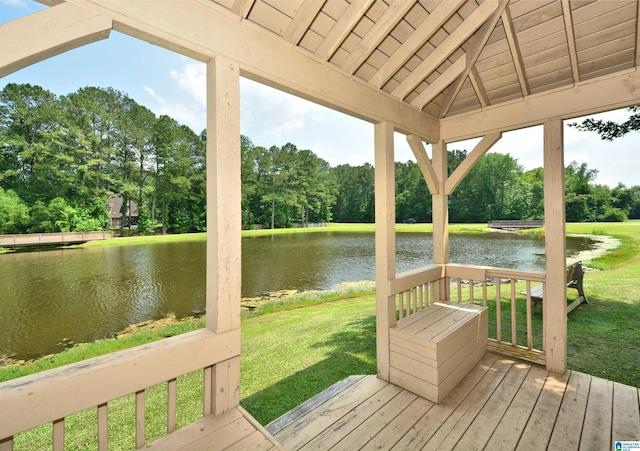 100 Weeping Cir, Wilsonville, AL 35186 - deck with a water view, a yard, and view of wooded area