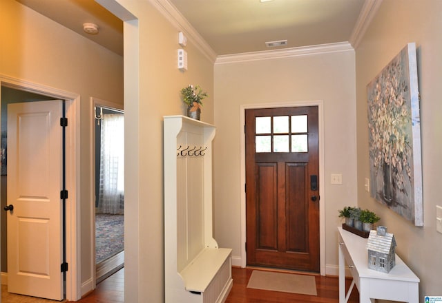 100 Weeping Cir, Wilsonville, AL 35186 - mudroom with ornamental molding, wood finished floors, and baseboards