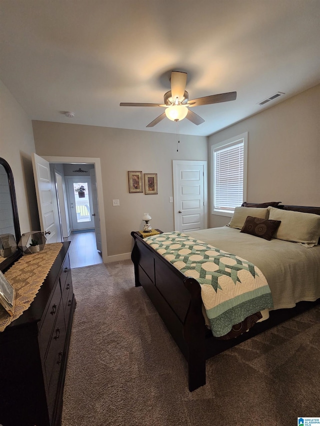 345 Easonville Park Dr, Cropwell, AL 35054 - carpeted bedroom featuring a ceiling fan and baseboards