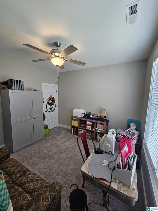 345 Easonville Park Dr, Cropwell, AL 35054 - rec room with a ceiling fan, carpet, and baseboards