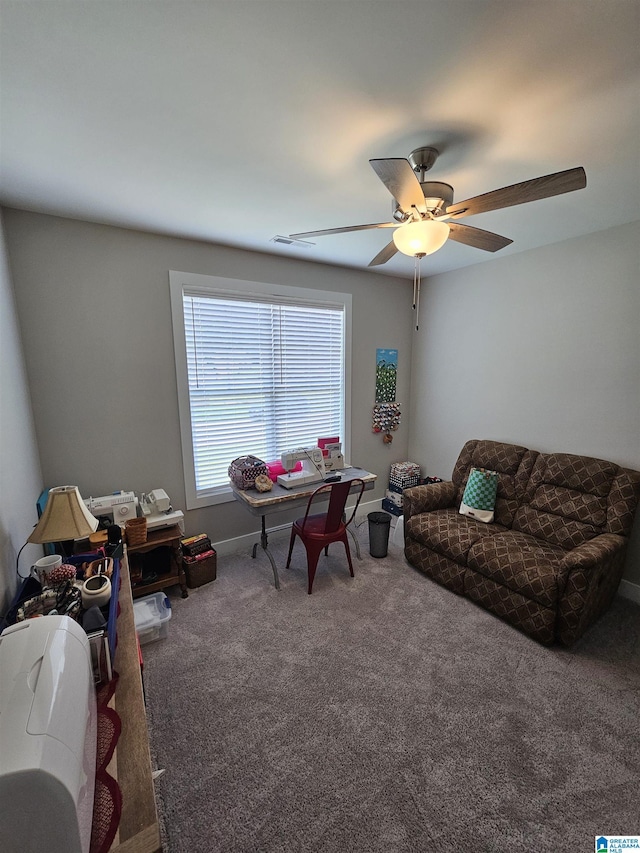 345 Easonville Park Dr, Cropwell, AL 35054 - living room featuring carpet flooring and ceiling fan