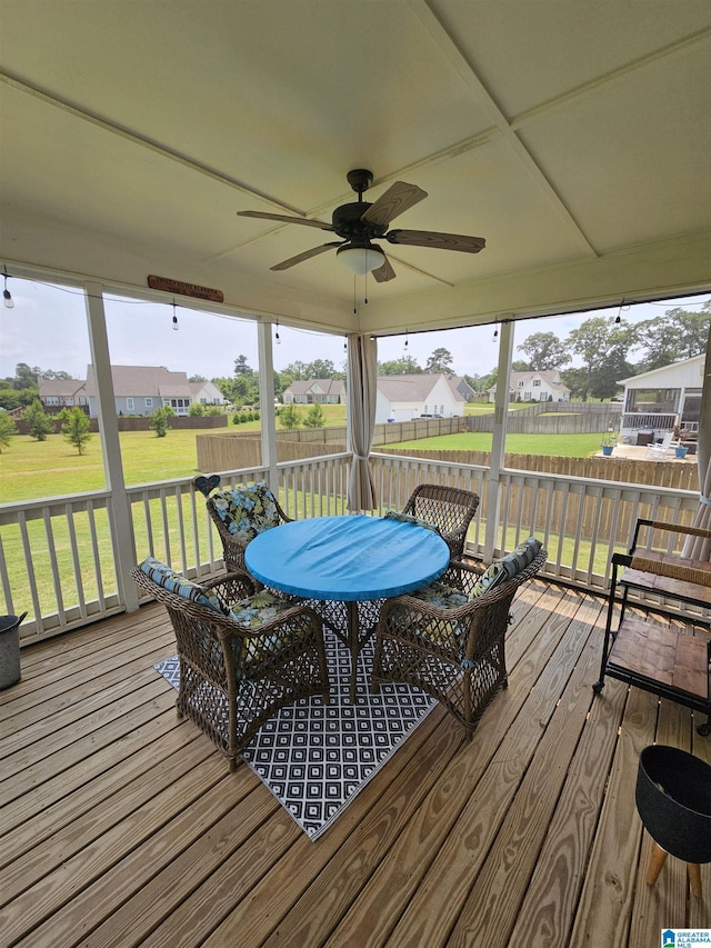345 Easonville Park Dr, Cropwell, AL 35054 - wooden deck featuring a ceiling fan and a residential view