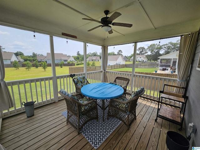 345 Easonville Park Dr, Cropwell, AL 35054 - sunroom with a residential view and a ceiling fan