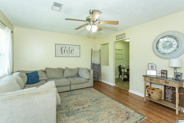 209 Meadowgreen Dr, Montevallo, AL 35115 - living room featuring wood finished floors, ceiling fan, and baseboards
