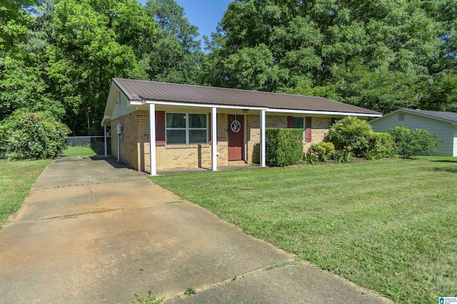 209 Meadowgreen Dr, Montevallo, AL 35115 - ranch-style house with brick siding, driveway, and metal roof