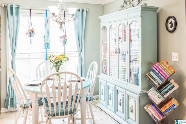 736 Buena Vista Loop, Prattville, AL 36067 - dining area with a chandelier, light tile patterned floors, and crown molding