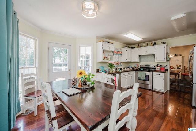 1121 Colonial Dr, Alabaster, AL 35007 - dining room featuring ornamental molding and dark wood-style flooring