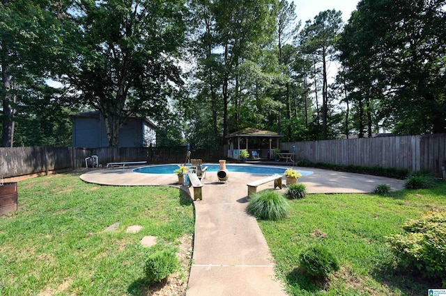 1121 Colonial Dr, Alabaster, AL 35007 - view of swimming pool with a gazebo, a patio, and a diving board