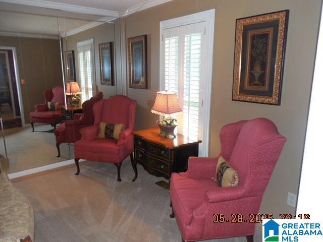 222 Odum Crest Ln, Hoover, AL 35226 - living area featuring crown molding, plenty of natural light, and carpet floors