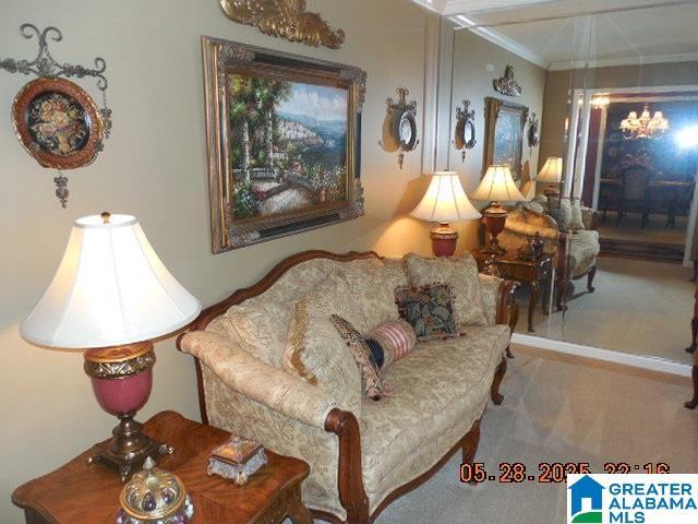222 Odum Crest Ln, Hoover, AL 35226 - living room with carpet flooring and crown molding