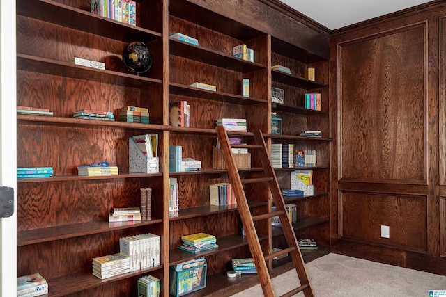 2032 Forest Meadows Cir, Birmingham, AL 35242 - office with wall of books, carpet, and crown molding