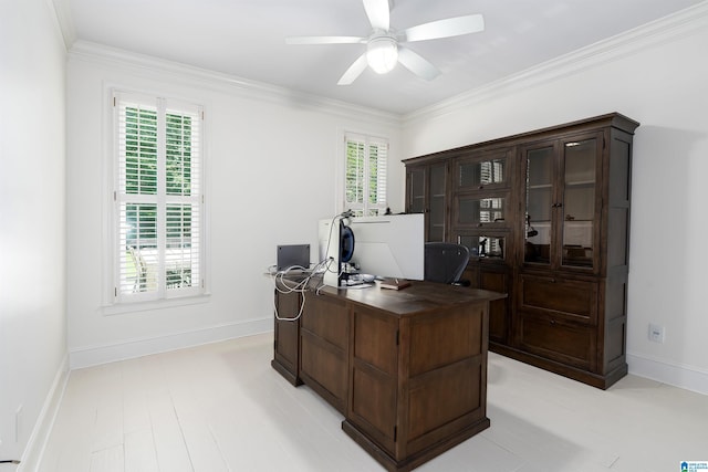 2032 Forest Meadows Cir, Birmingham, AL 35242 - office featuring a ceiling fan and ornamental molding