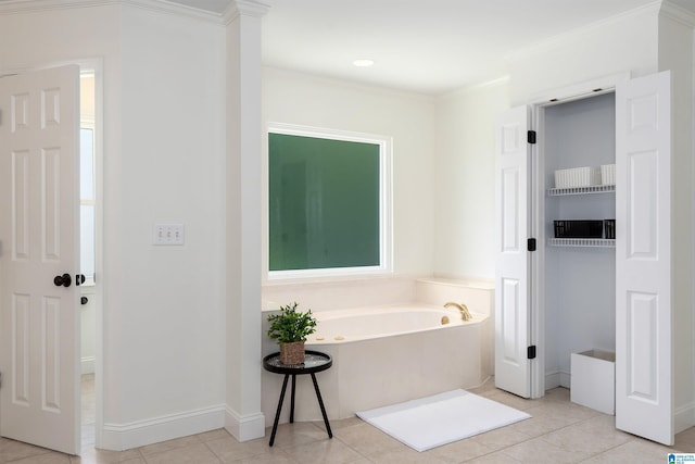2032 Forest Meadows Cir, Birmingham, AL 35242 - full bathroom with a bath, tile patterned flooring, and ornamental molding