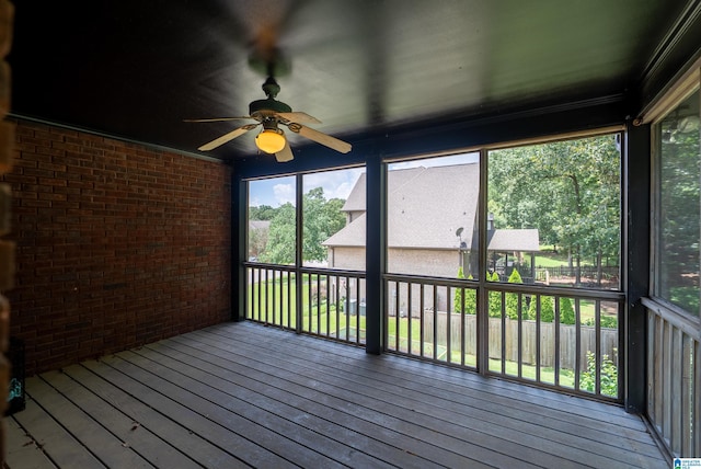 2032 Forest Meadows Cir, Birmingham, AL 35242 - unfurnished sunroom featuring ceiling fan