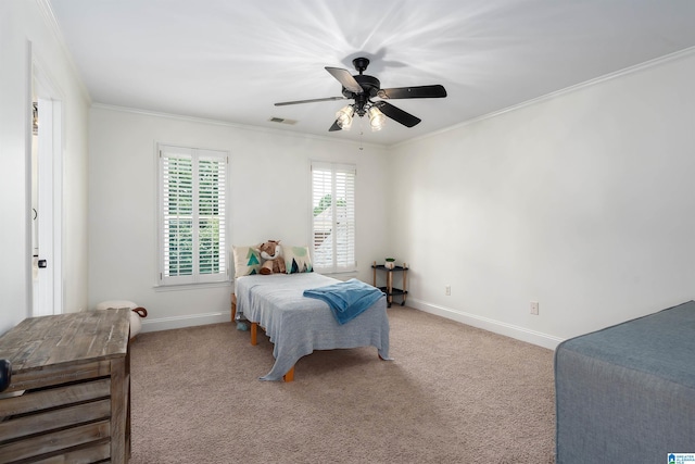 2032 Forest Meadows Cir, Birmingham, AL 35242 - carpeted bedroom with crown molding and a ceiling fan
