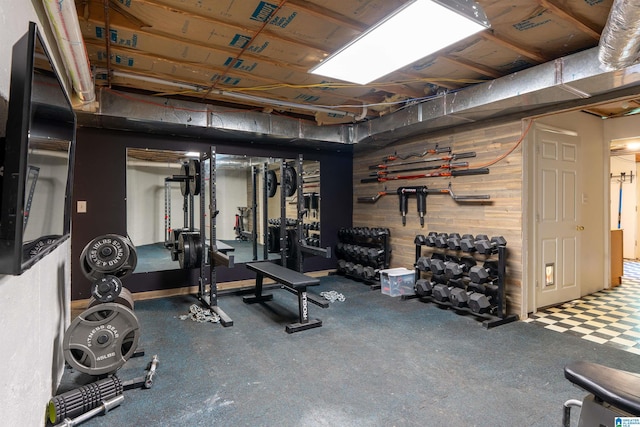 2032 Forest Meadows Cir, Birmingham, AL 35242 - workout area with wooden walls