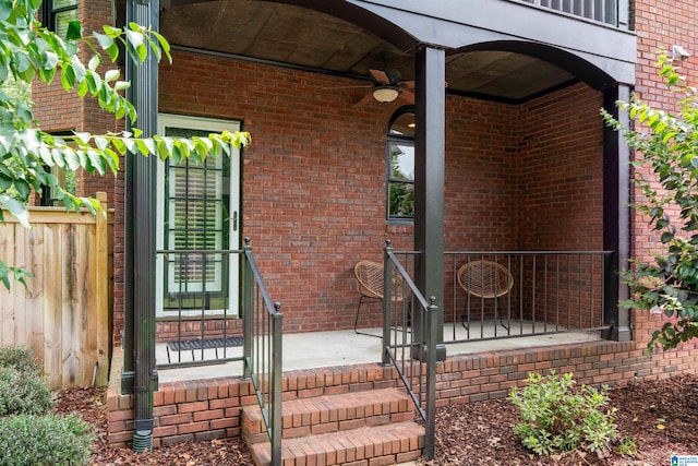 2032 Forest Meadows Cir, Birmingham, AL 35242 - entrance to property with ceiling fan and brick siding