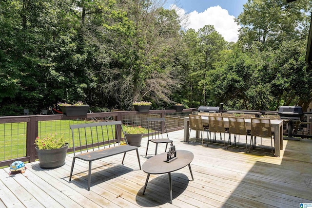 2032 Forest Meadows Cir, Birmingham, AL 35242 - deck featuring outdoor dining space, a yard, and grilling area