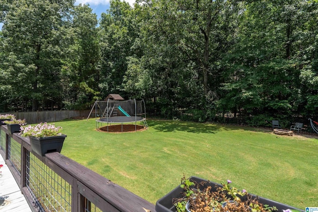 2032 Forest Meadows Cir, Birmingham, AL 35242 - fenced backyard featuring a trampoline, a fire pit, and a playground