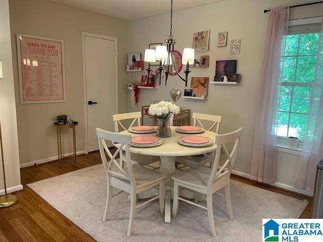 2213 Montreat Cir Unit D, Vestavia Hills, AL 35216 - dining room with wood finished floors and a chandelier