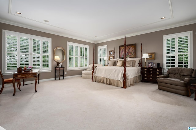 5601 Canongate Ln, Birmingham, AL 35242 - bedroom with carpet flooring, ornamental molding, baseboards, and recessed lighting