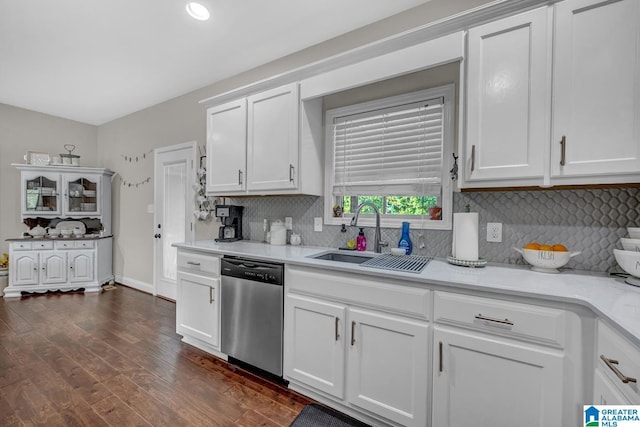 2597 Blake Way, Warrior, AL 35180 - kitchen featuring dishwasher, a sink, light countertops, white cabinets, and recessed lighting