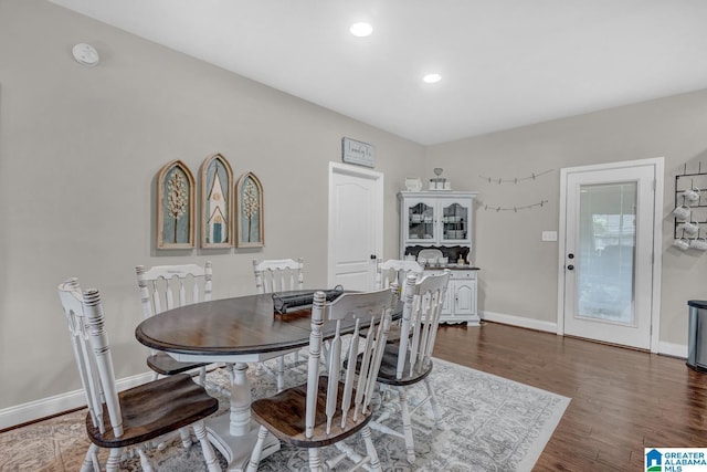 2597 Blake Way, Warrior, AL 35180 - dining room with baseboards, dark wood-style flooring, and recessed lighting