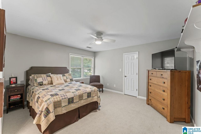 1505 Cypress Ln, Hoover, AL 35244 - bedroom with light colored carpet, baseboards, and a ceiling fan
