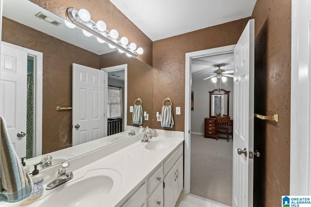1505 Cypress Ln, Hoover, AL 35244 - full bathroom featuring double vanity and a ceiling fan